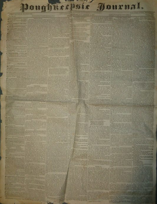 Poughkeepsie Journal, Aug 9, 1837- Colored men ship company, Rising States, etc.