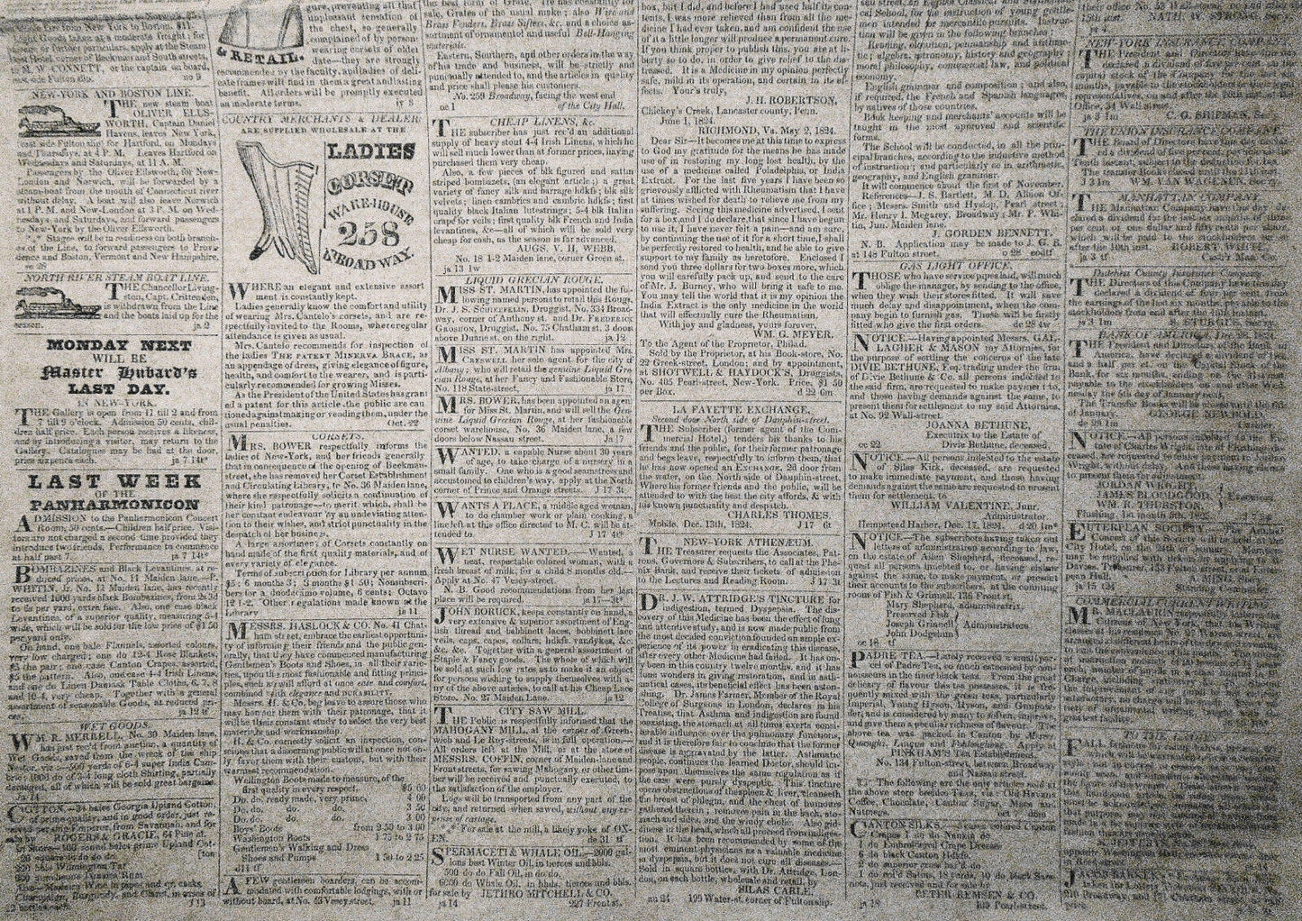 The New-York Evening Post, January 19, 1825. Original, DeWitt Clinton collection