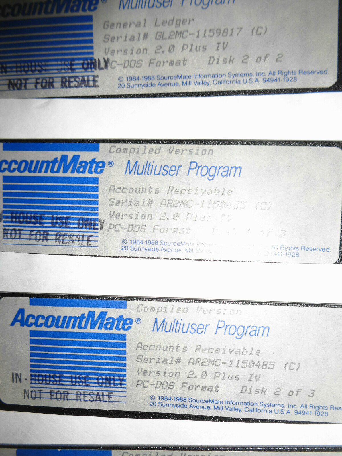 AccountMate Multiuser: General Ledger AR AP Payroll JobCost Source Code 1988 NEW