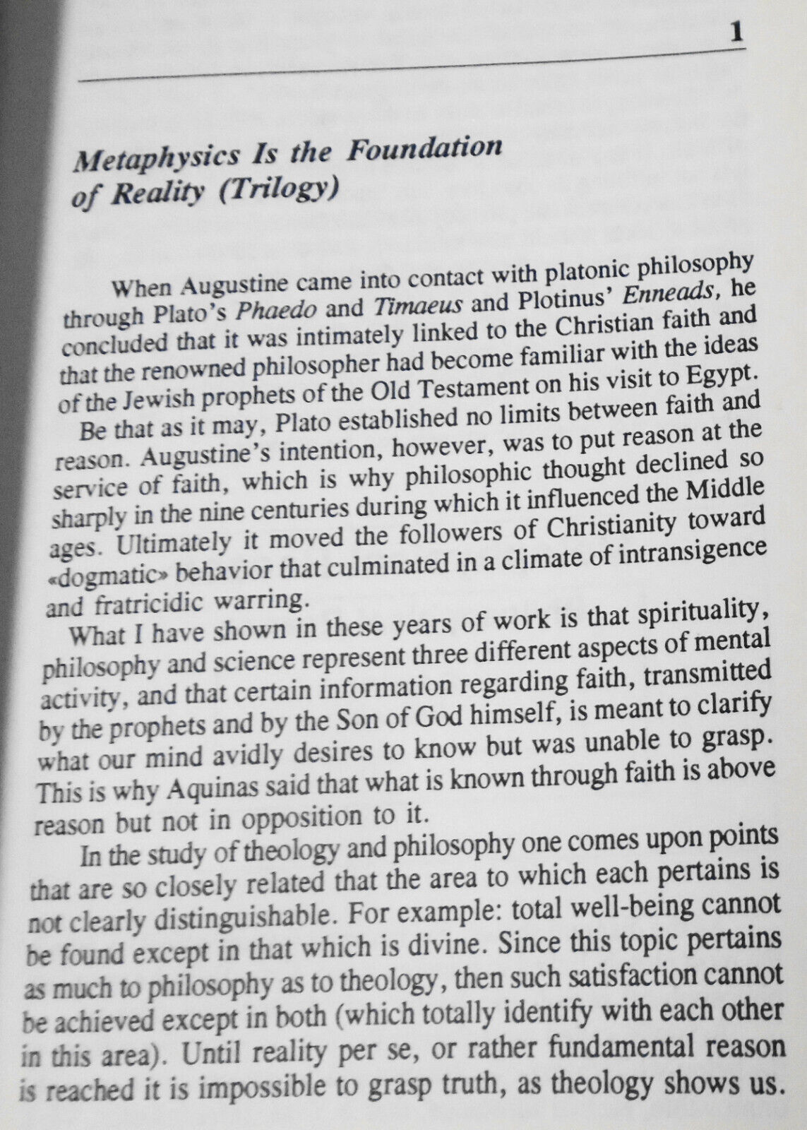 Trilogical Metaphysics by Norberto R. Keppe. 1994. V. 1. Liberation of being.