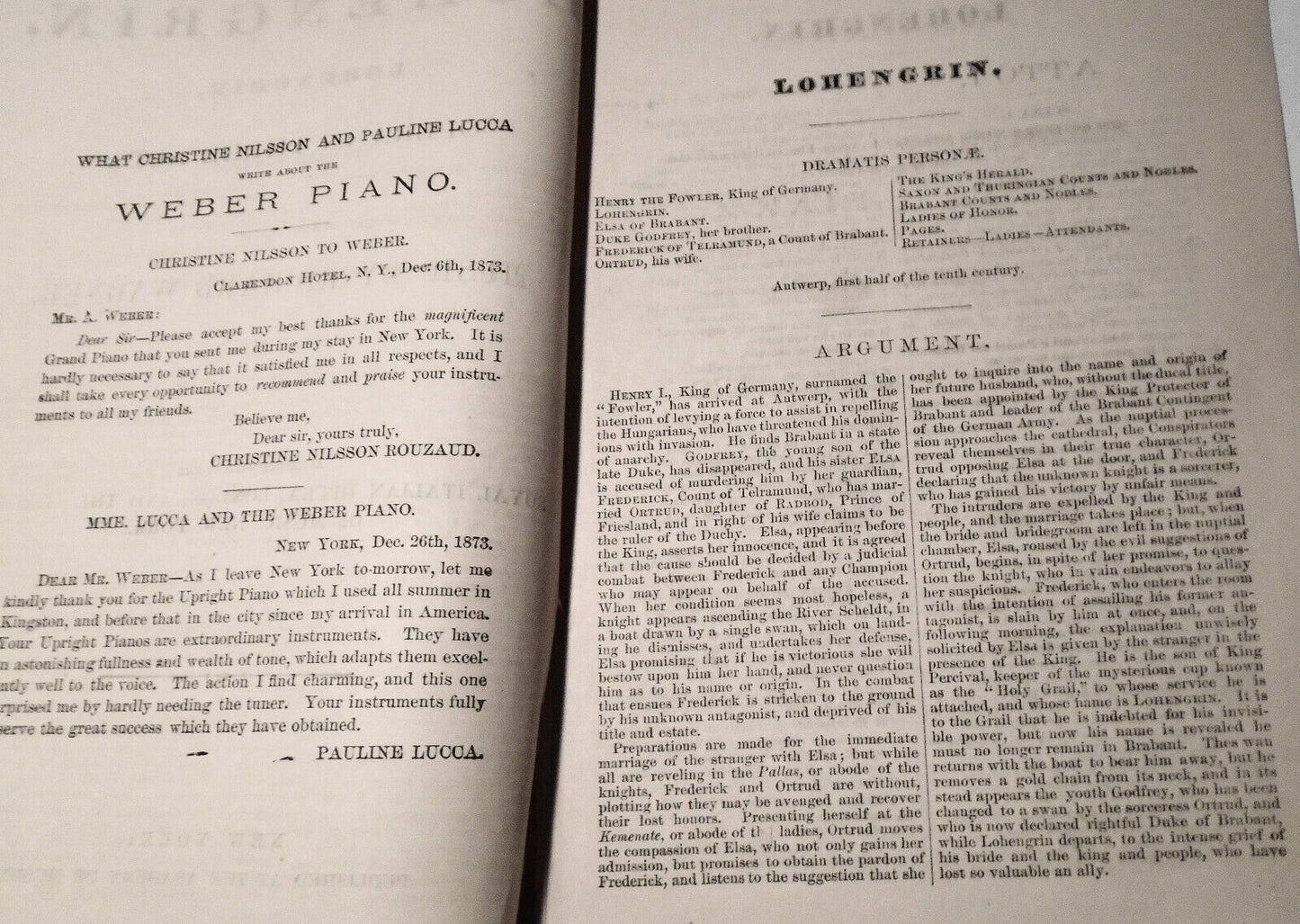 Lohengrin, opera in three acts, by Richard Wagner [1874]. Dual Language