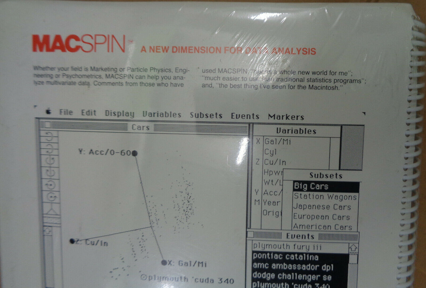 MacSpin : graphical data analysis software - 1987 - BRAND NEW, SEALED