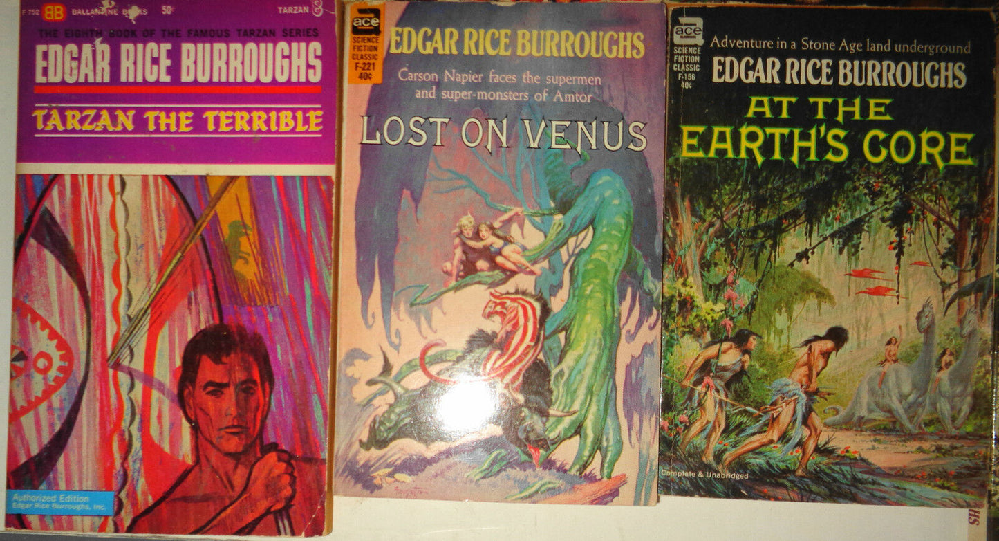 Edgar Rice Burroughs lot of 18 paperbacks - 1st printings Tarzan Science Fiction