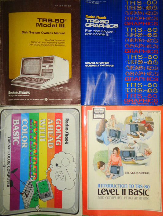 Radio Shack TRS-80 Lot of 4 books: Graphics, Owner's Manual, Basic programming..