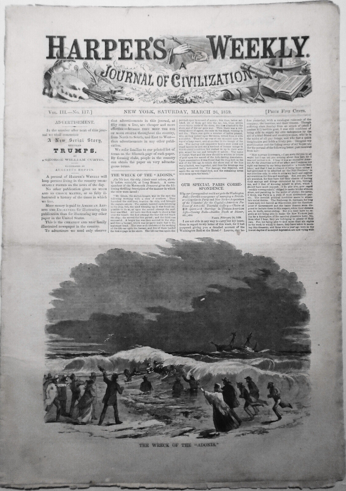 Harper's Weekly July 2, 1859:Adonis Wreck, Cuba Purchase, Fencing, Djeddah Execu