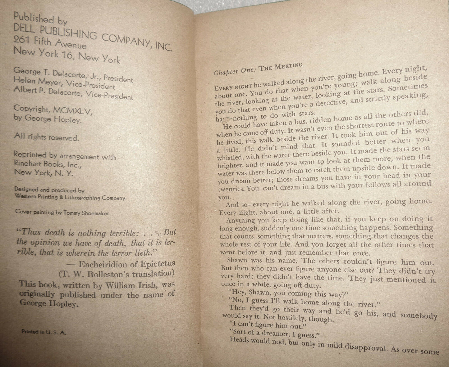 Night has a Thousand Eyes by William Irish (George Hopley)  Dell 679 [1953]