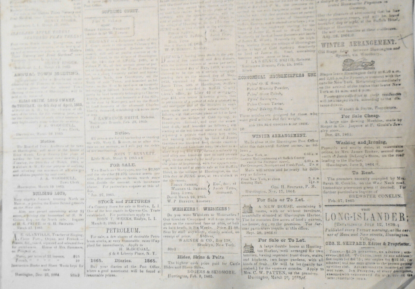 The Long-Islander, March 24, 1865. Civil war; negro captain Robert Small, etc.