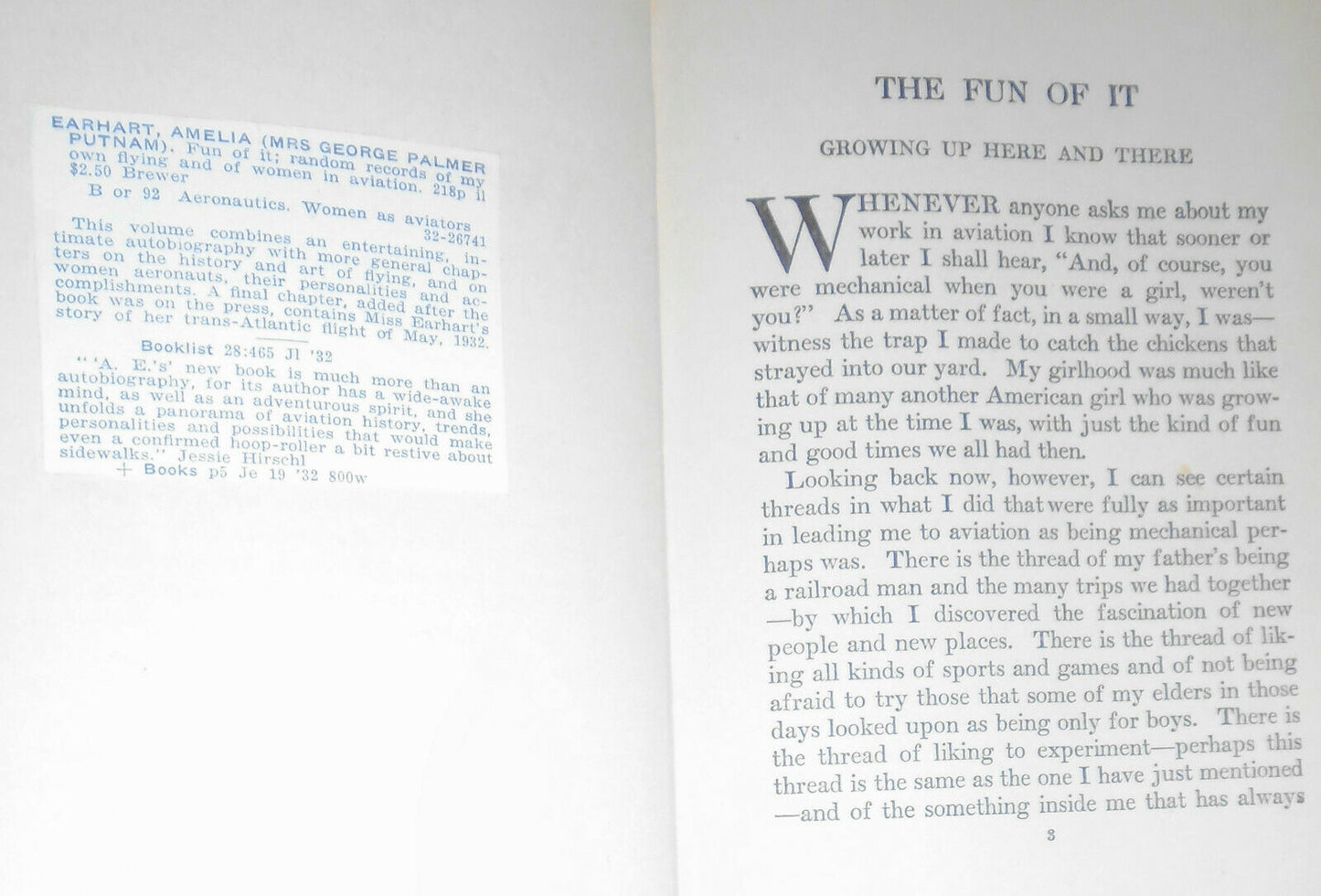 The Fun of It, by Amelia Earhart  1932 First edition