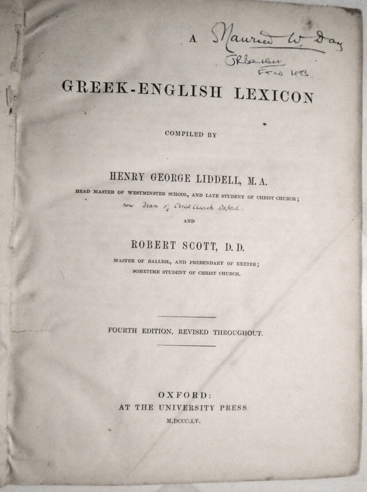 A Greek-English Lexicon, by Henry George Liddell; Robert Scott. 1855.