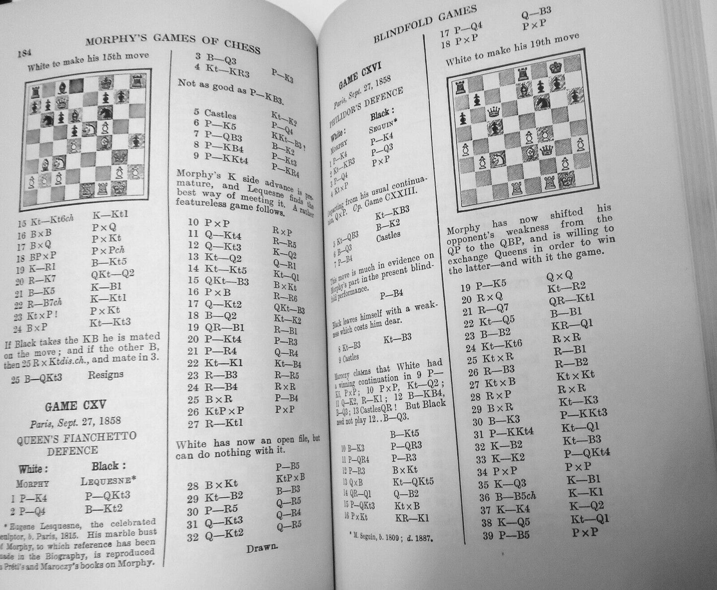 Morphy's Games, Alekhine 107 Battles, & Great Chess Games, by Fine - 3 books lot