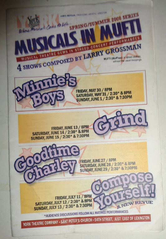 MINNIE'S BOYS - SOUVENIR PROGRAM -  2008 Series [Musicals In MuftI] York Theatre