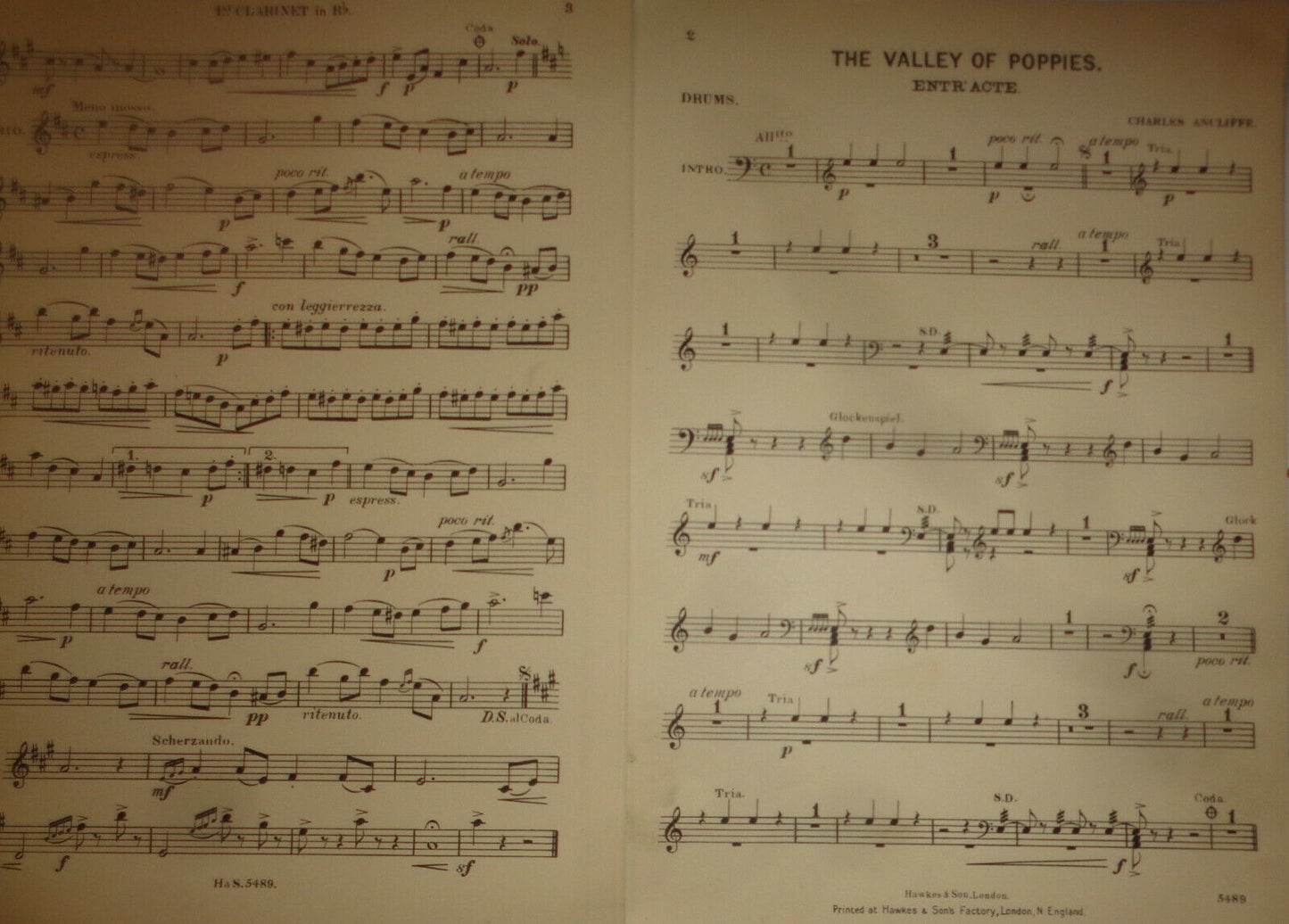 THE VALLEY OF POPPIES: intermezzo - SHEET MUSIC FOR ORCHESTRA - 1916