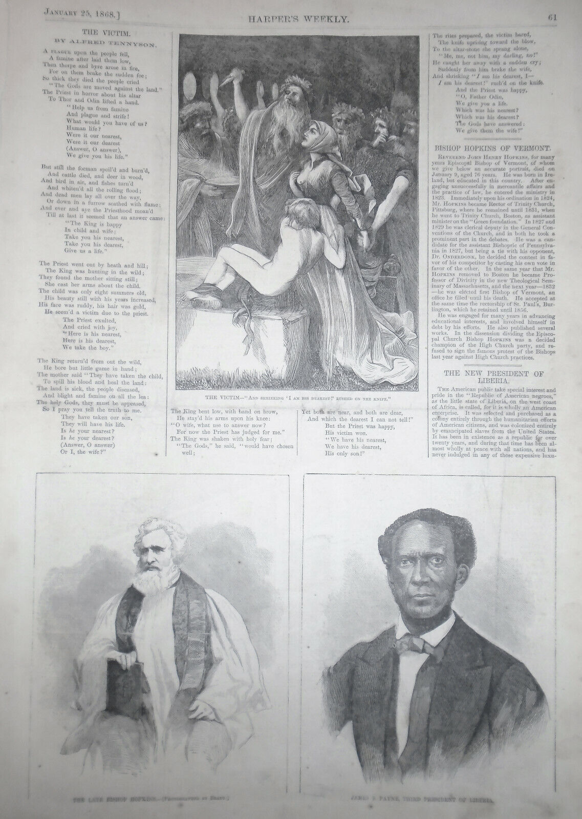 James S. Payne, Third President Of Liberia - - Harper's Weekly, January 25, 1868