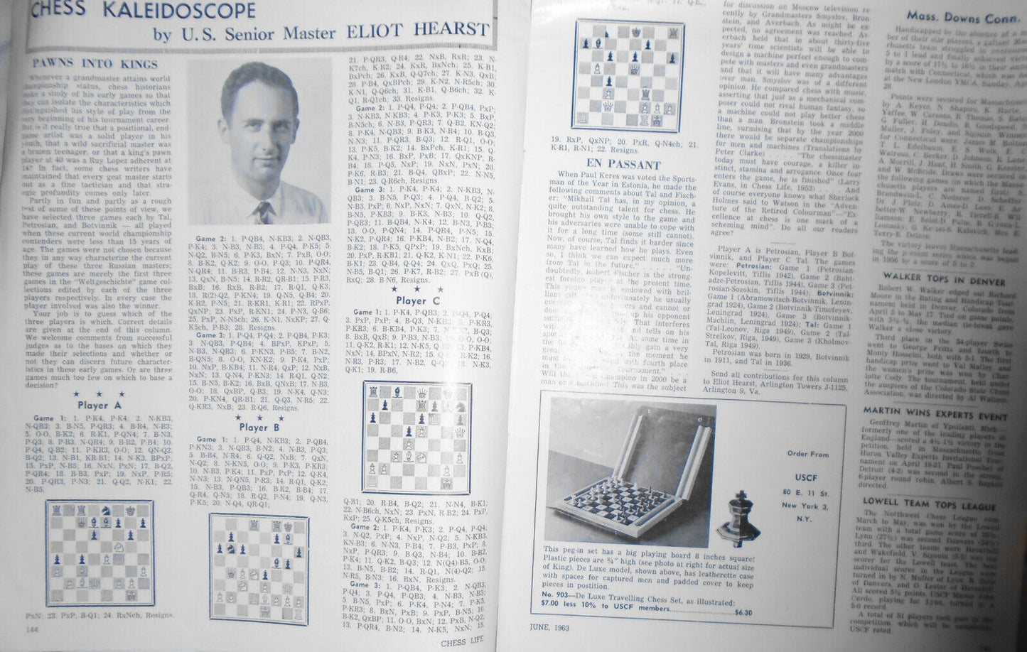 Chess Life, June 1963 - Fischer Talks Chess, Mednis upsets Fischer, etc.
