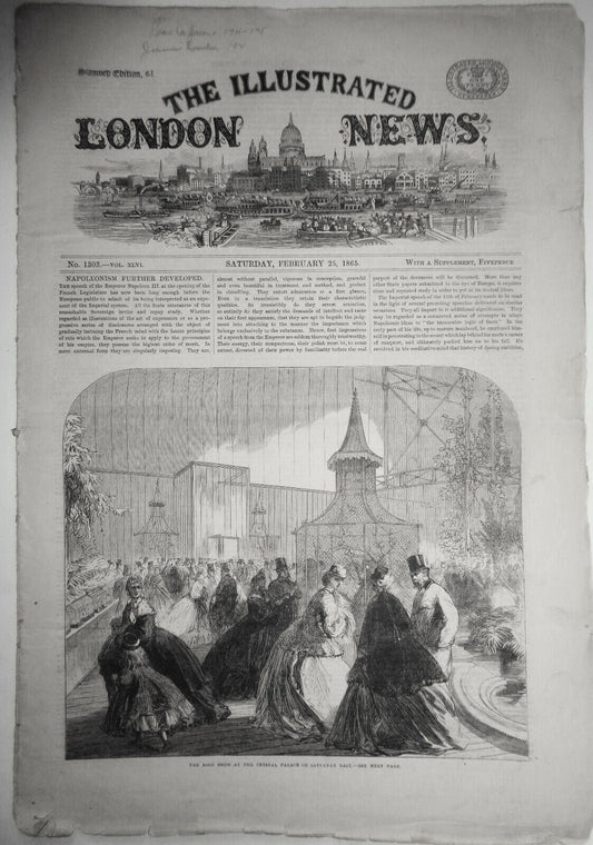 THE ILLUSTRATED LONDON NEWS FEBRUARY 25, 1865 - ORIGINAL ISSUE - NAPOLEONISM