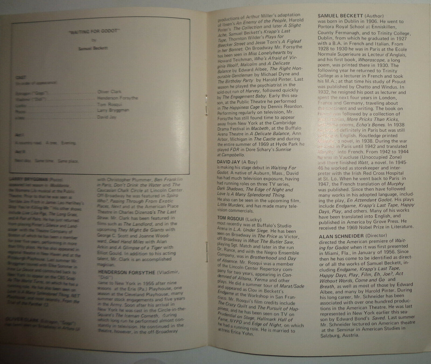 WAITING FOR GODOT - PLAYFARE - 1971 SHERIDAN SQUARE PLAYHOUSE, NY LARRY BRYGGMAN