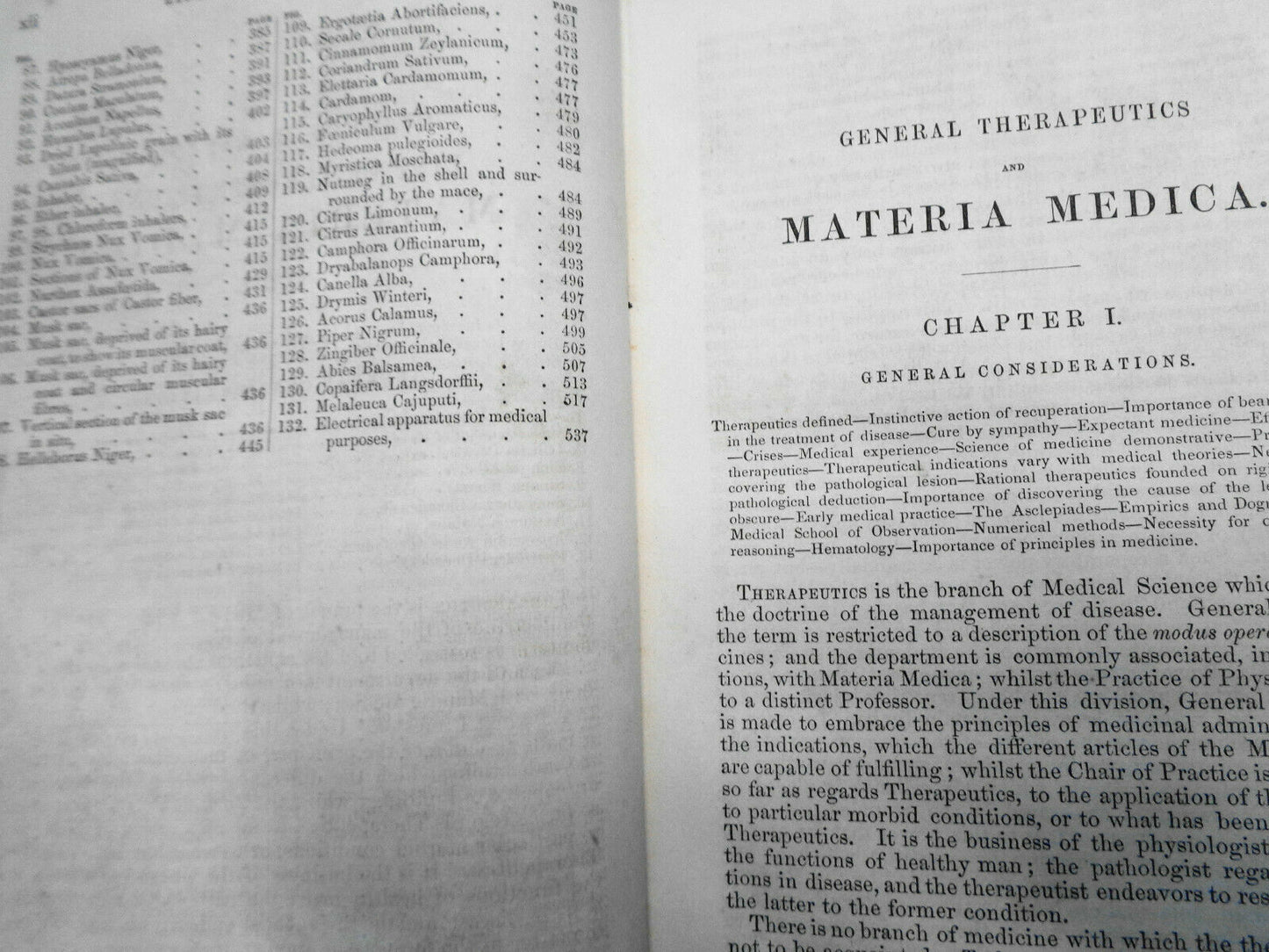 1857 GENERAL THERAPEUTICS AND MATERIA MEDICA, Volume 1 - by Robley Dunglison