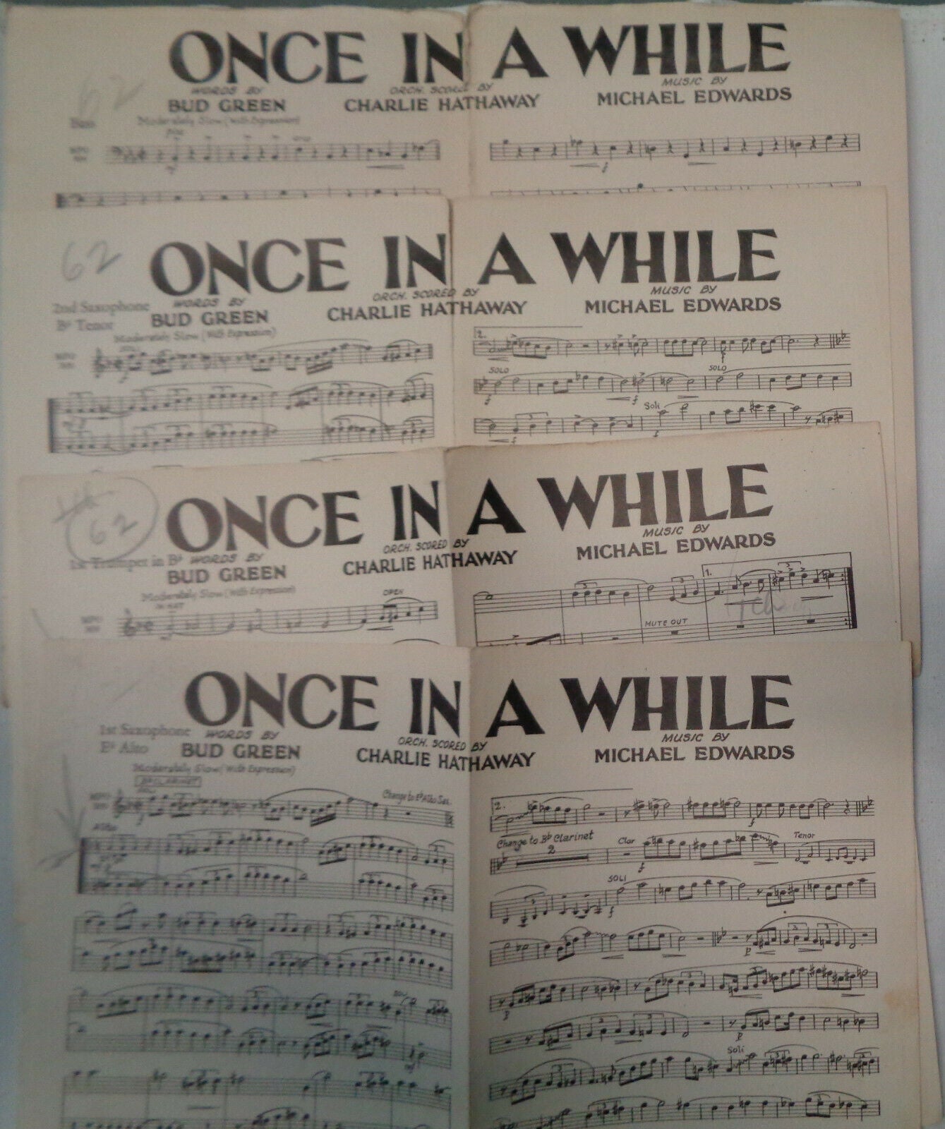 ONCE IN A WHILE - SHEET MUSIC FOR ORCHESTRA - 1937