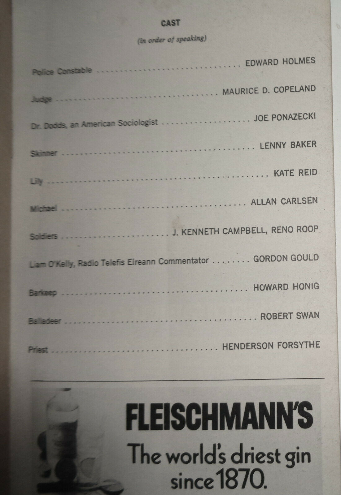 THE FREEDOM OF THE CITY - PLAYBILL - PREMIERE PERFORMANCE, FEB 17, 1974