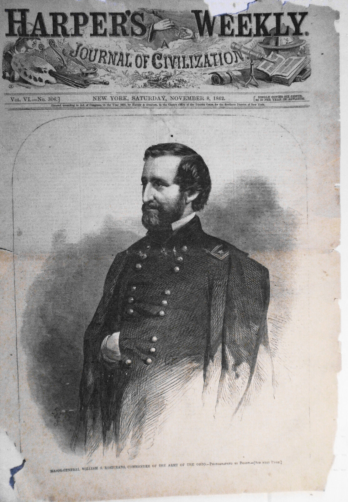 Major-general William S. Rosecrans, Commander Of The Army Of The Ohio - HW, 1862