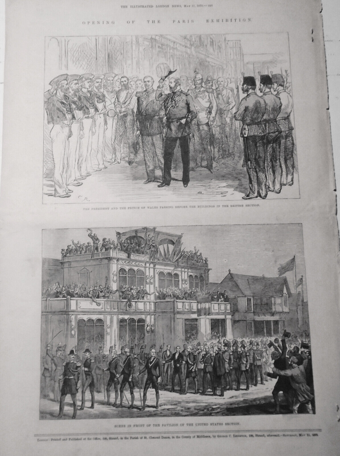 1878 "Paris Exhibition" - Supplement To The Illustrated London News - 8 pages