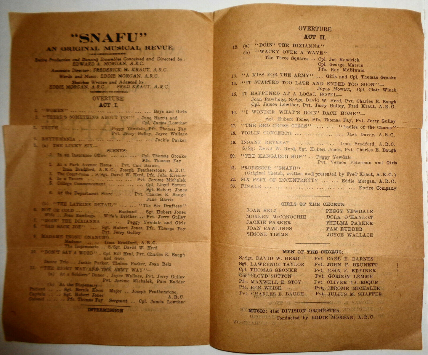 "SNAFU" 1944 Program, American Red Cross / US Army Special Services, Australia