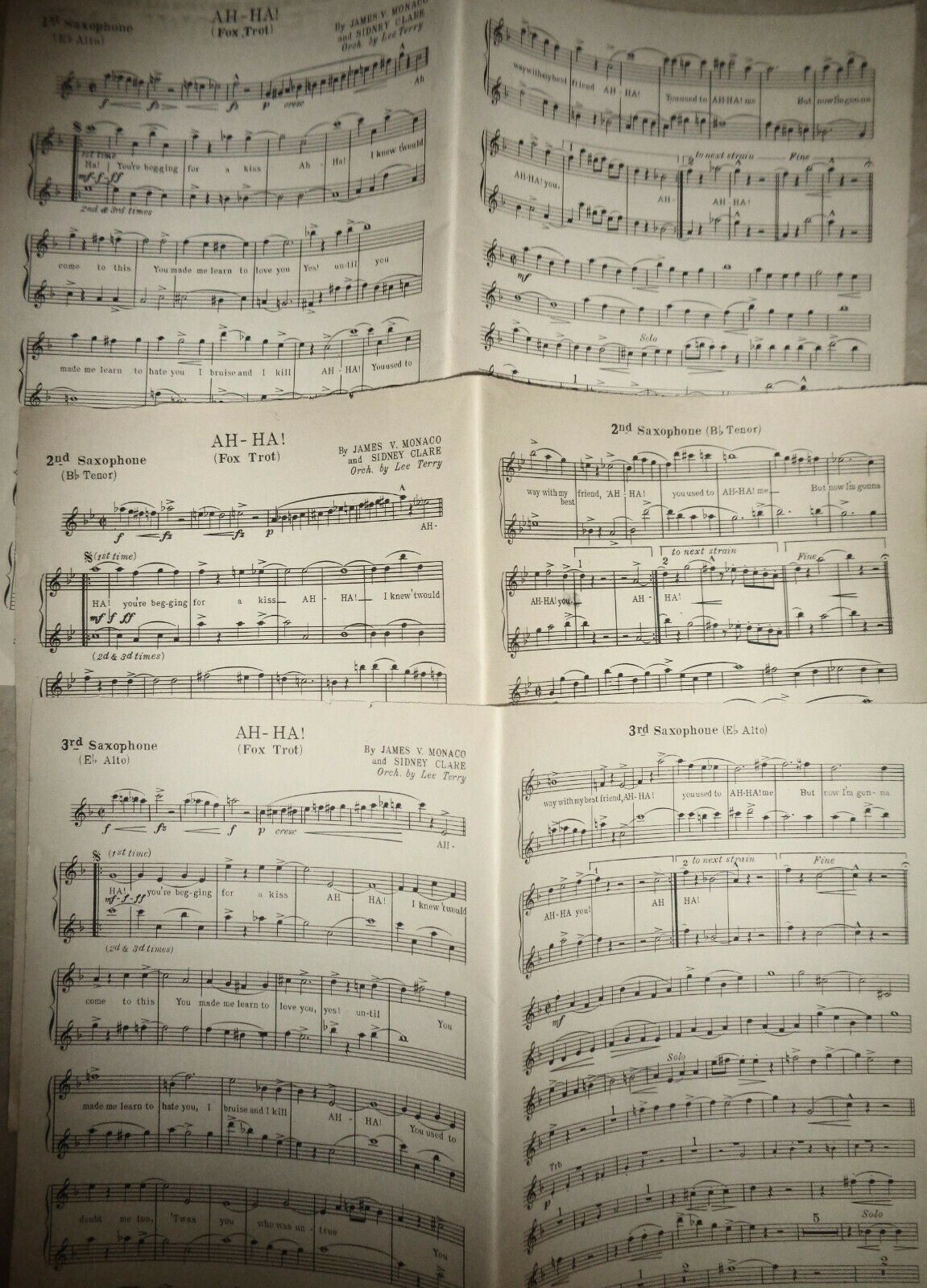 In Shadowland, by Ruth Brooks / Ah - Ha! by Monaco on verso - 1924 for orchestra