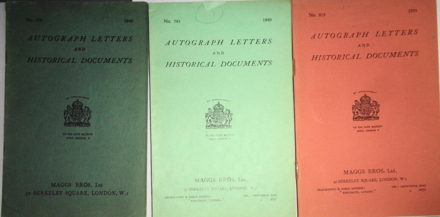 12 Maggs Bros Catalogs : Autograph Letters & Historical Documents, 1940-1960