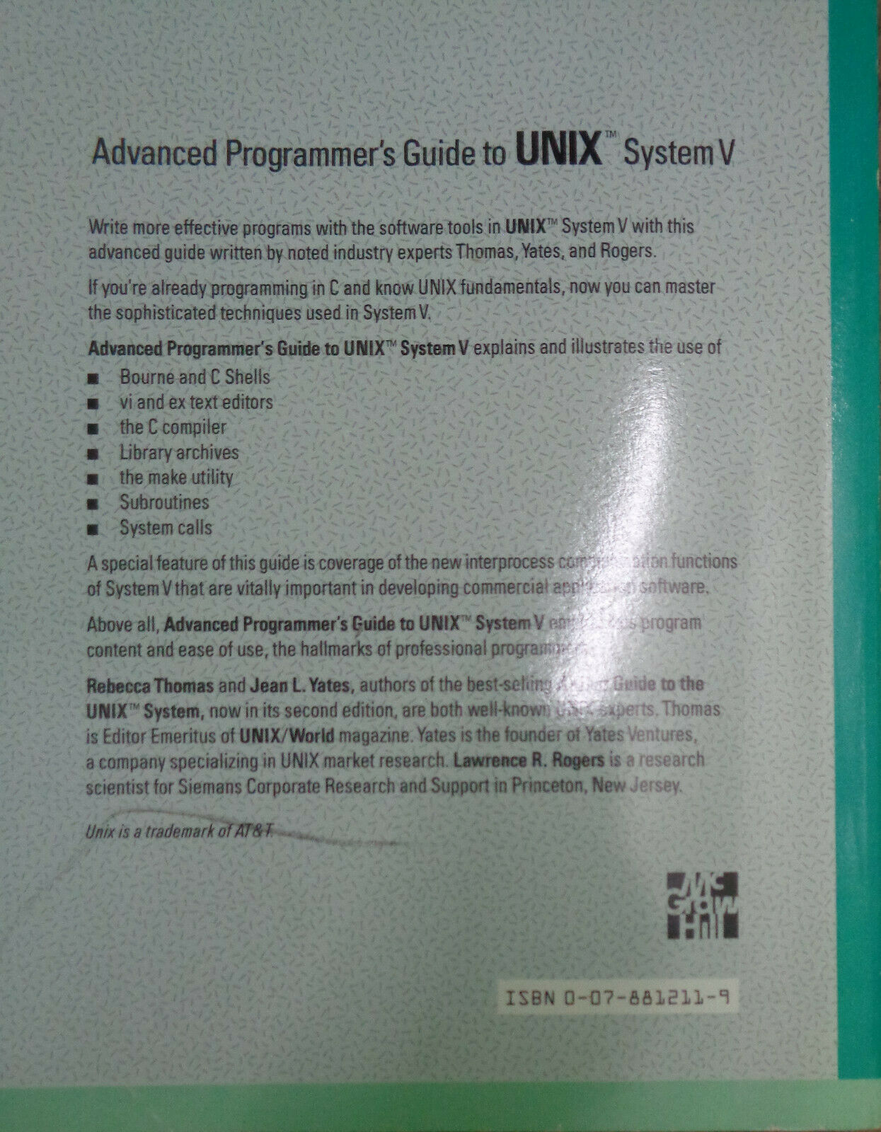 UNIX System V - three books lot - RebeccaThomas, Michael Waite