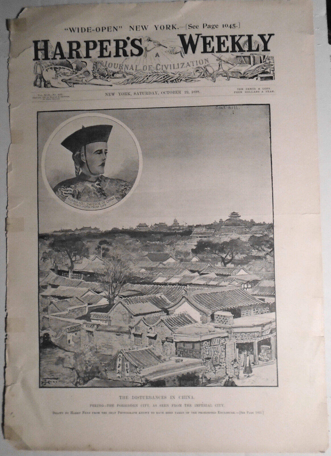Peking, the Forbidden City - Disturbances In China. Harper's Weekly Oct 22, 1898