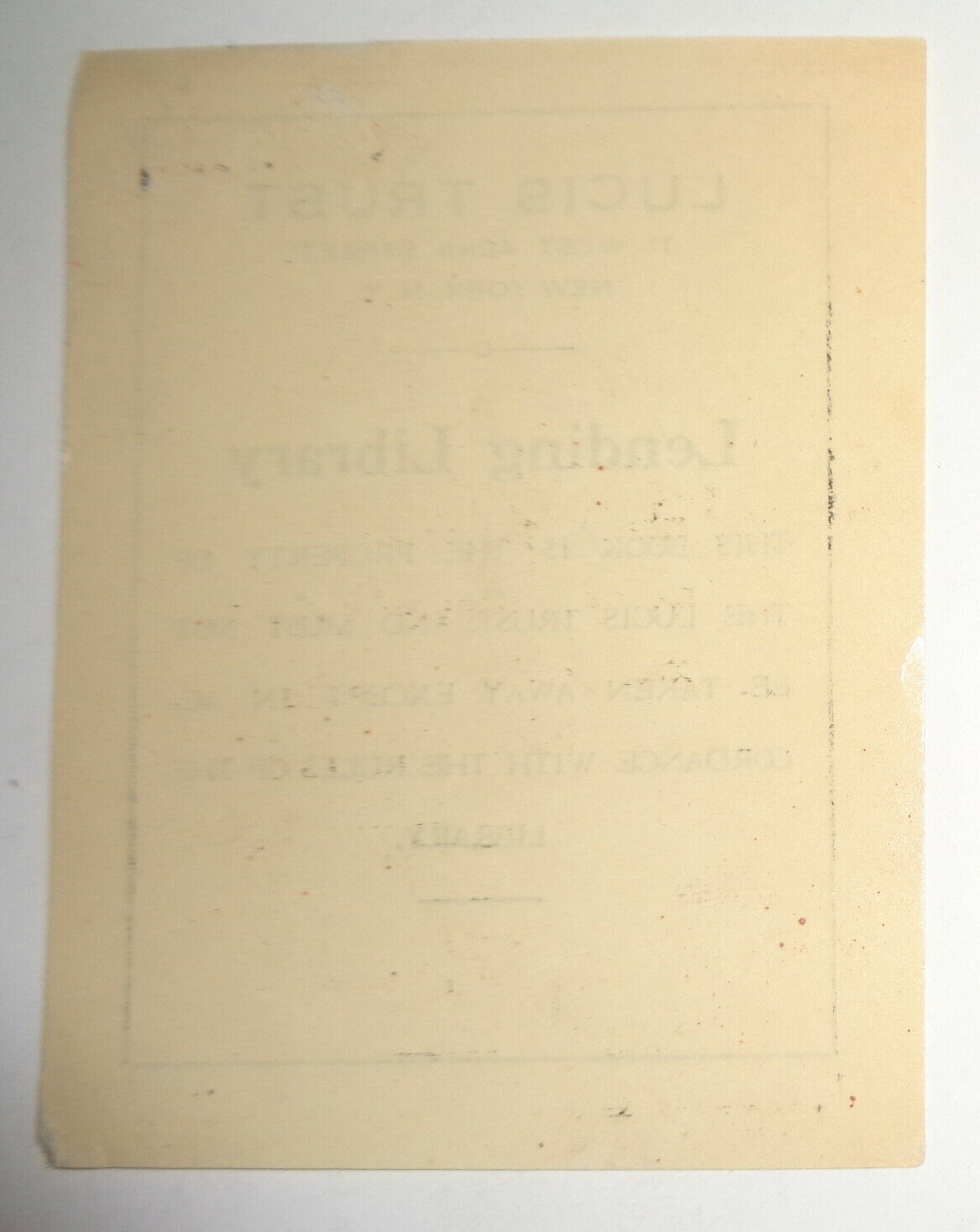 Lucis Trust Lending Library Bookplate [Alice Bailey Occult library] 1930s
