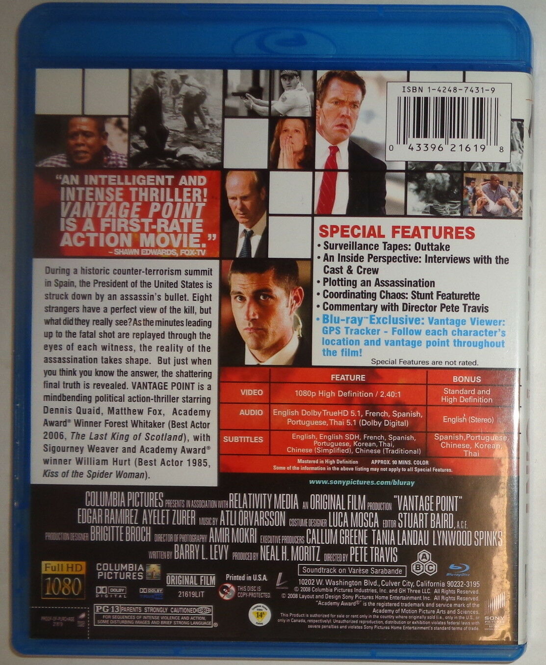 Vantage Point (Blu-ray Disc, 2008) - Like New