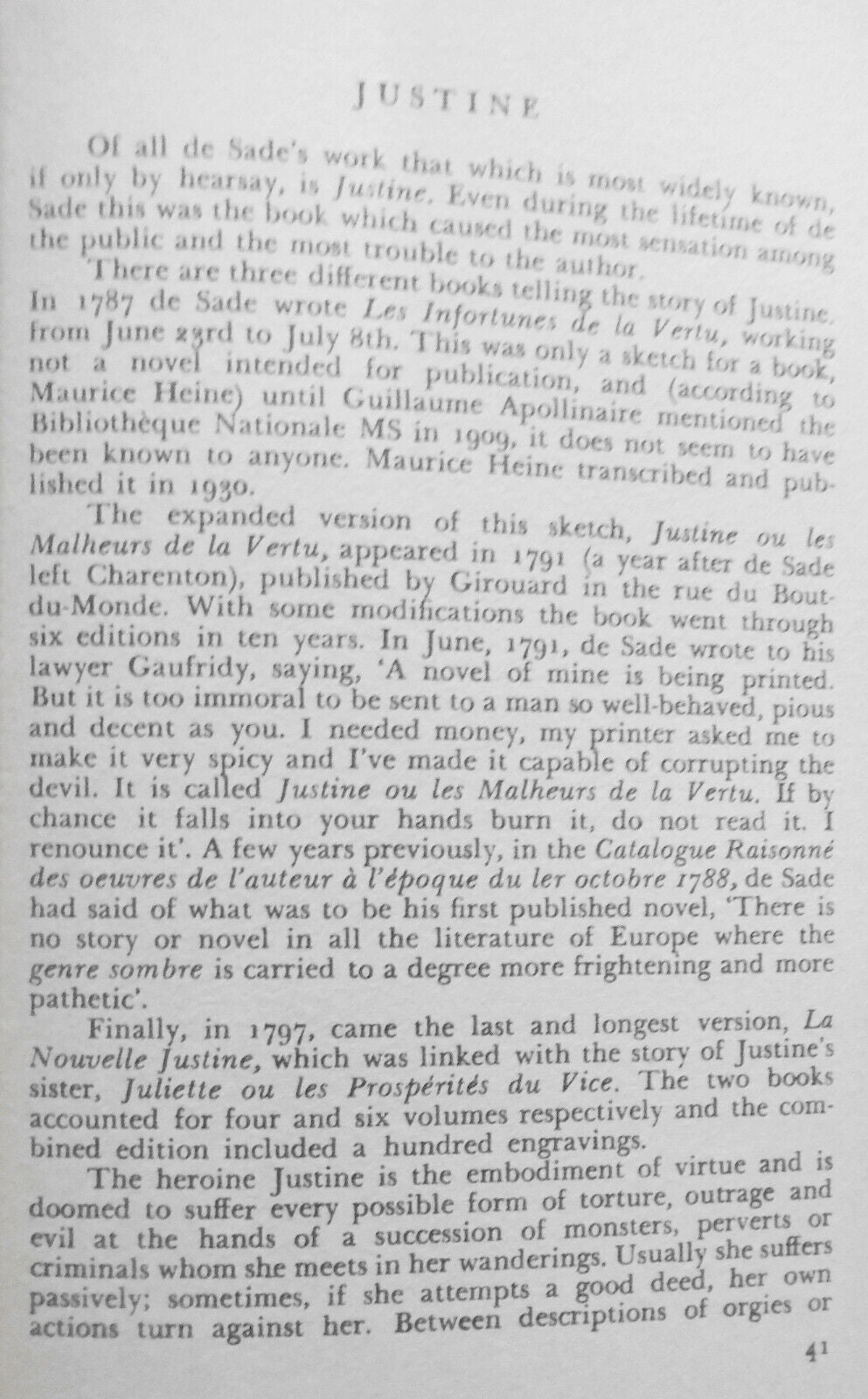 Marquis De Sade - The Selected Writings. Hardcover/DJ, 1954.
