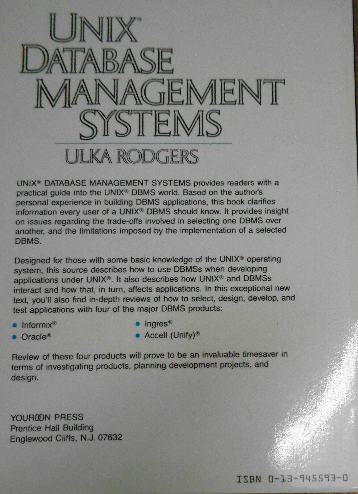 UNIX Programming lot of 4 books: Waite Group + Relational Database Systems