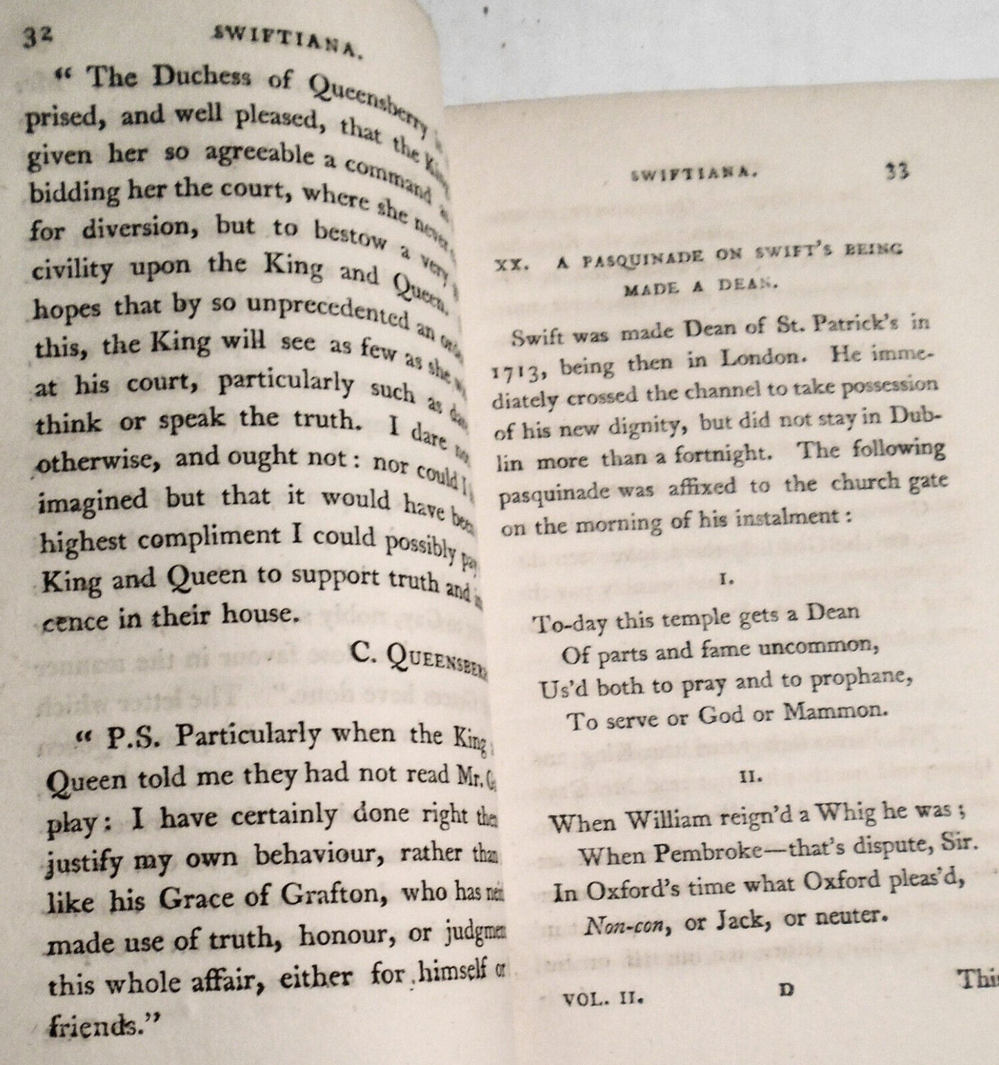 1804 Swiftiana - 2 vols anecdotes on Jonathan Swift author of Gulliver's Travels