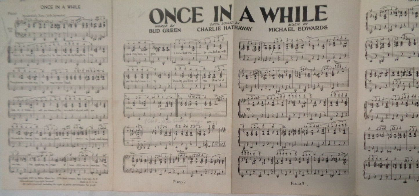 ONCE IN A WHILE - SHEET MUSIC FOR ORCHESTRA - 1937