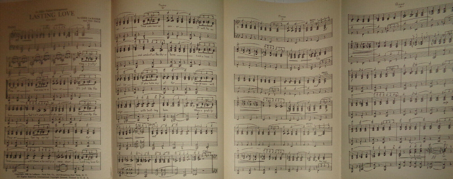 LASTING LOVE -  FOX TROT - SHEET MUSIC FOR ORCHESTRA - 1935