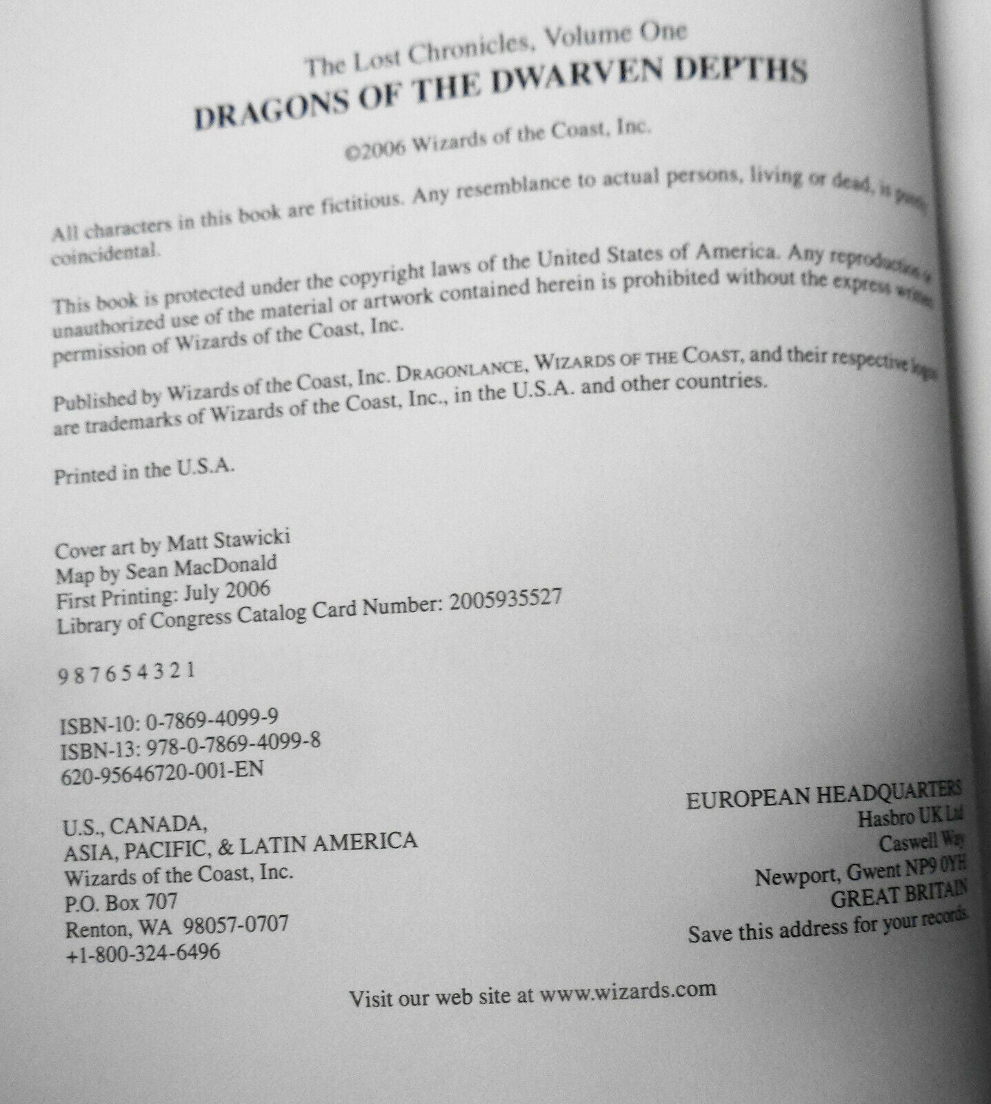 Dragons Of The Dwarven Depths Hardcover 1st Edition Lost Chronicles Vol. 1.  NEW