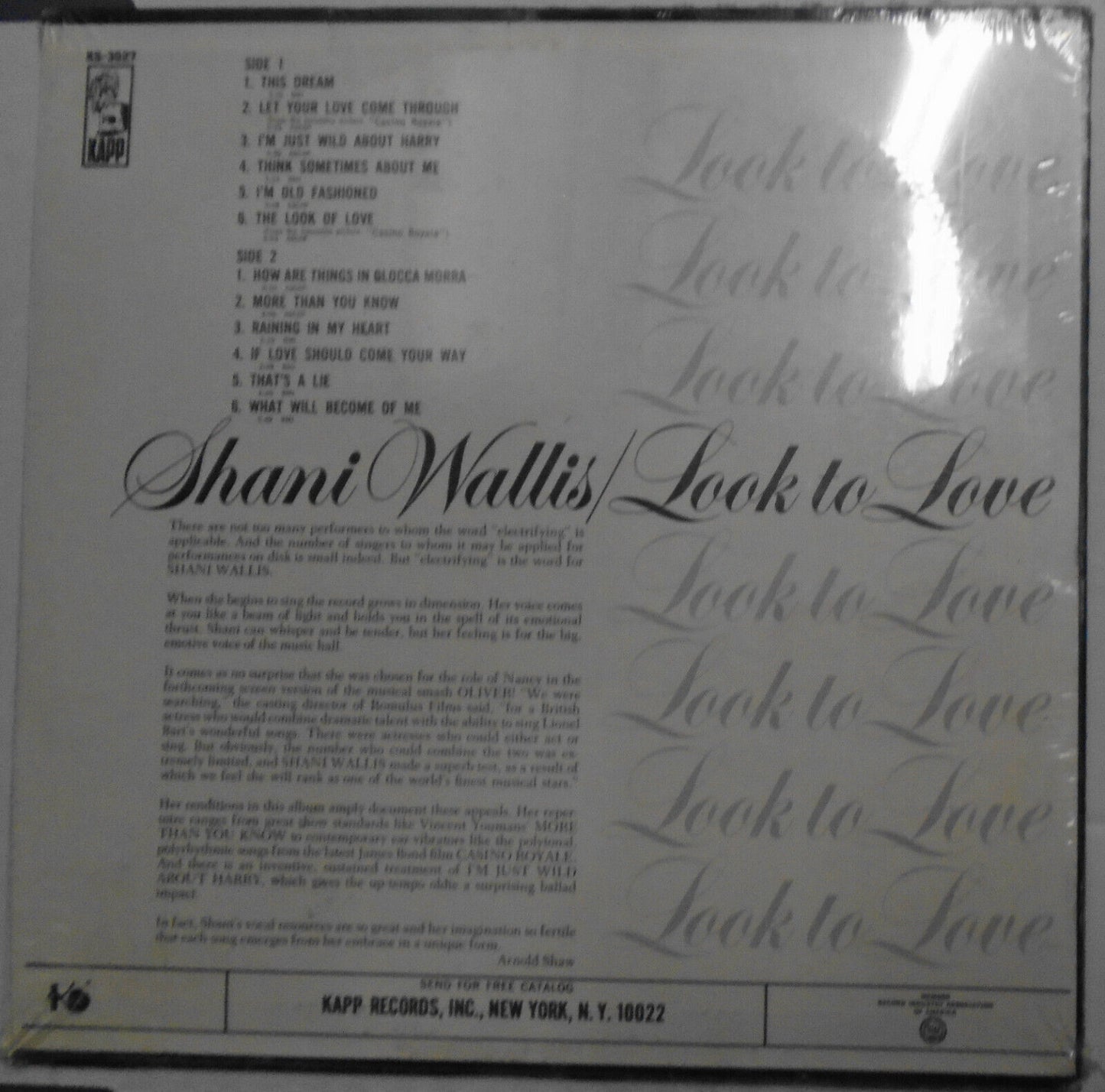 Shani Wallis : Look To Love - LP --  Kapp Records, KS-3527  ***SEALED***