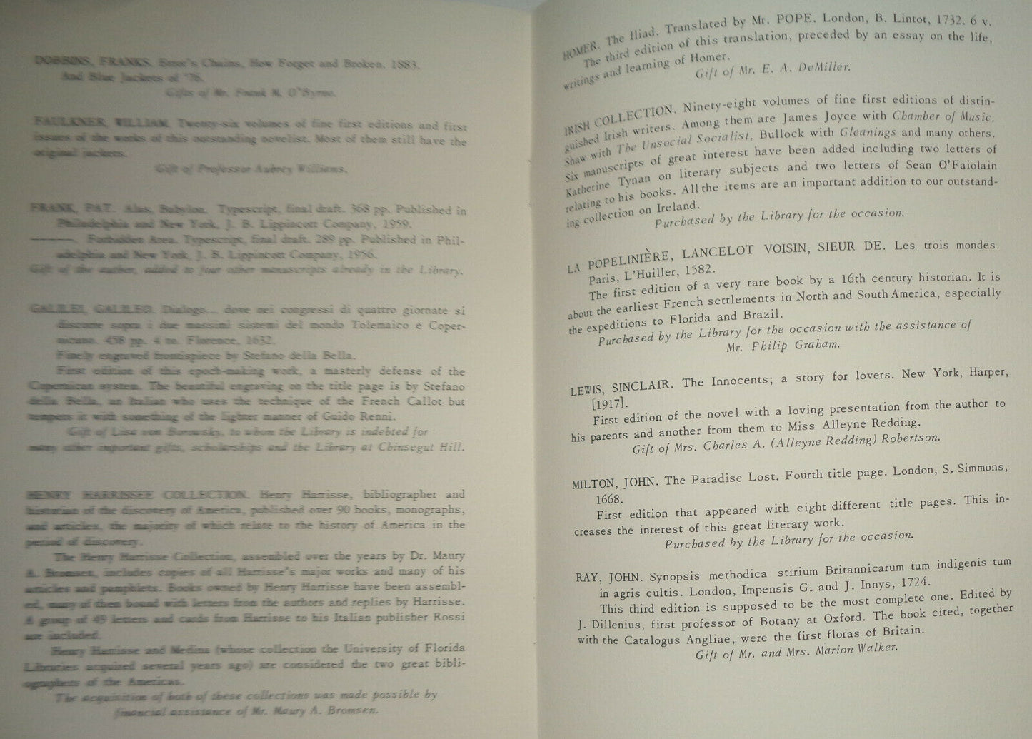 MILLIONTH BOOK CELEBRATION AT THE UNIVERSITY OF FLORIDA - PROGRAM MARCH 22, 1963