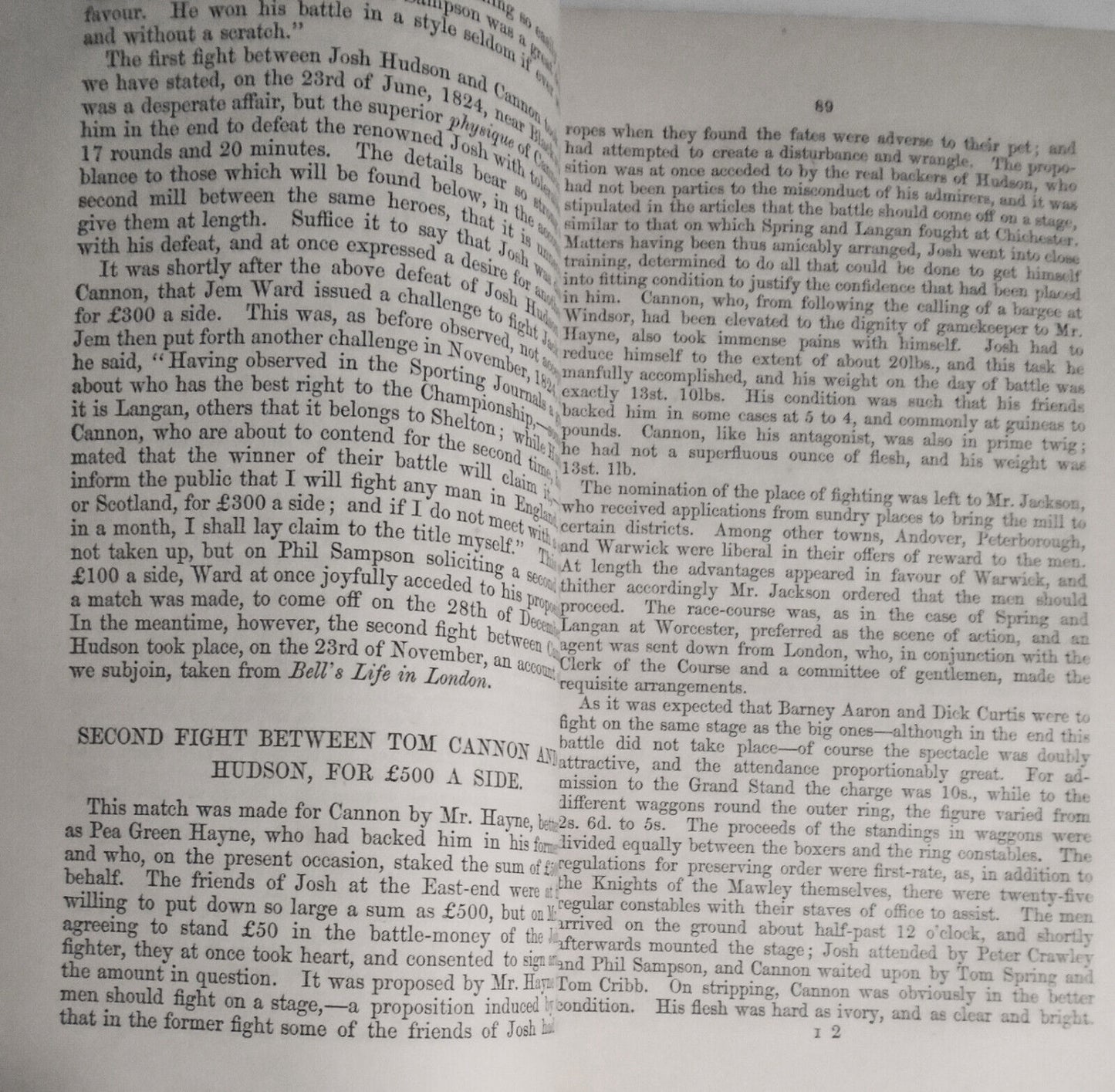 1855 Fights for the Championship, Bell s Life, Boxing, Rules, Prize Fighting