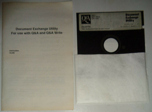 Symantec Document Exchange Utility for Q & A and Q & A Write. 1987. Version 1.01