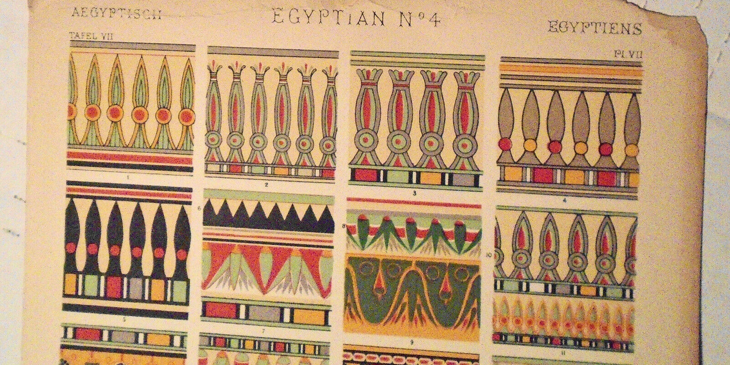 1868 EGYPTIAN No 4 by Owen Jones - Color Lithograph from The Grammar of Ornament