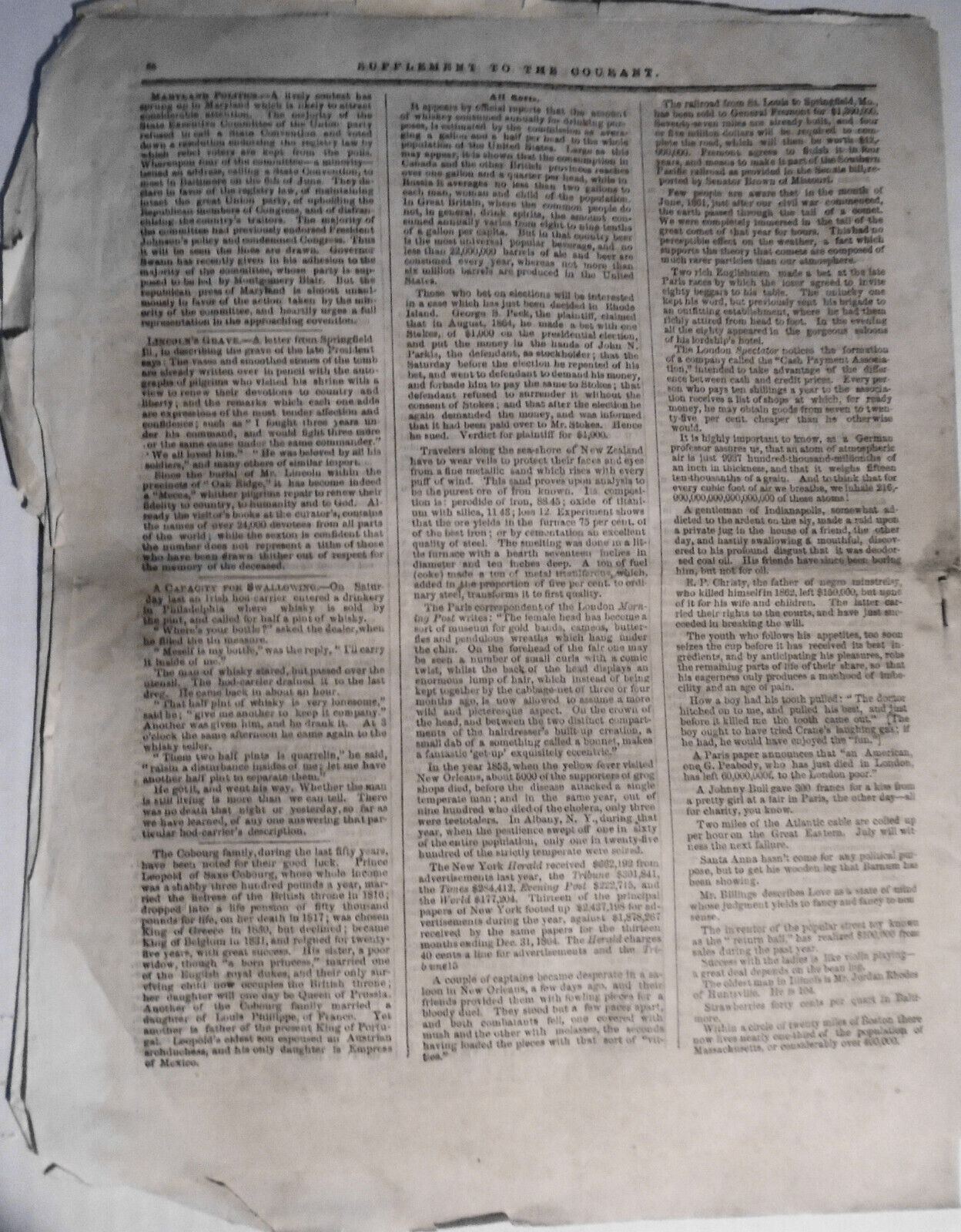 Supplement To The Connecticut Courant, June 2, 1866 - First all-Black jury...