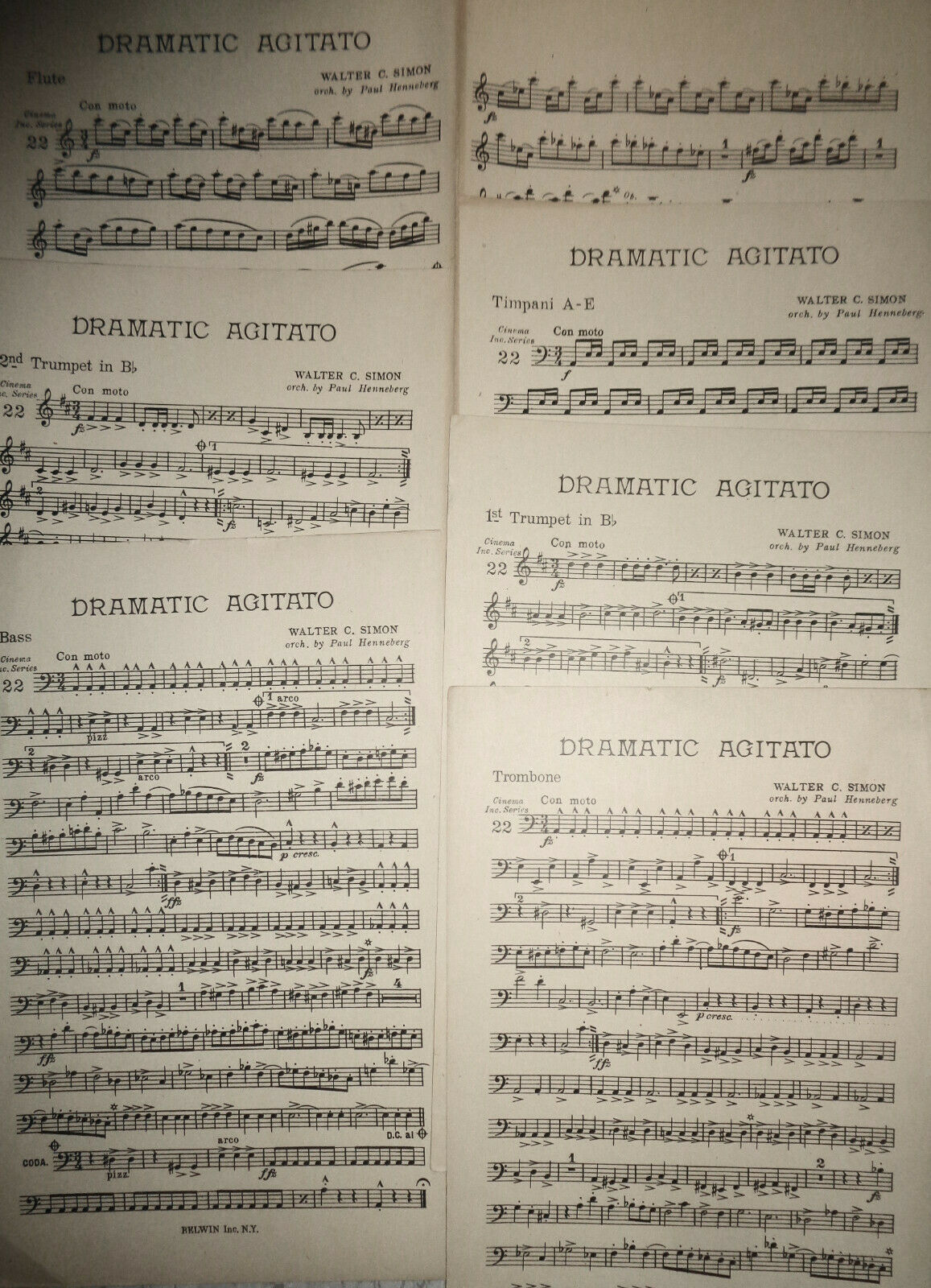 Dramatic agitato, by Walter C Simon - 1920 Orchestra score