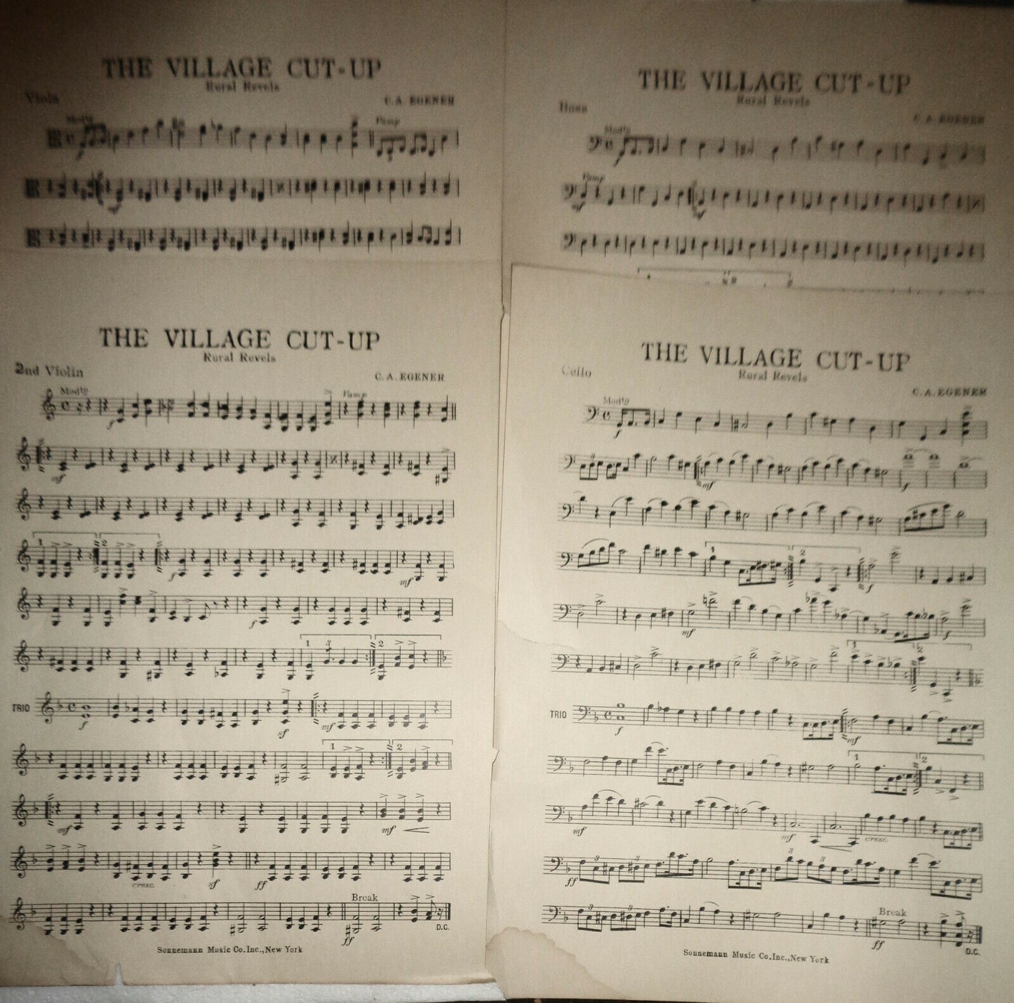 THE VILLAGE CUT-UP : RURAL REVELS, by C. A. Egener  - 1926 orchestra score