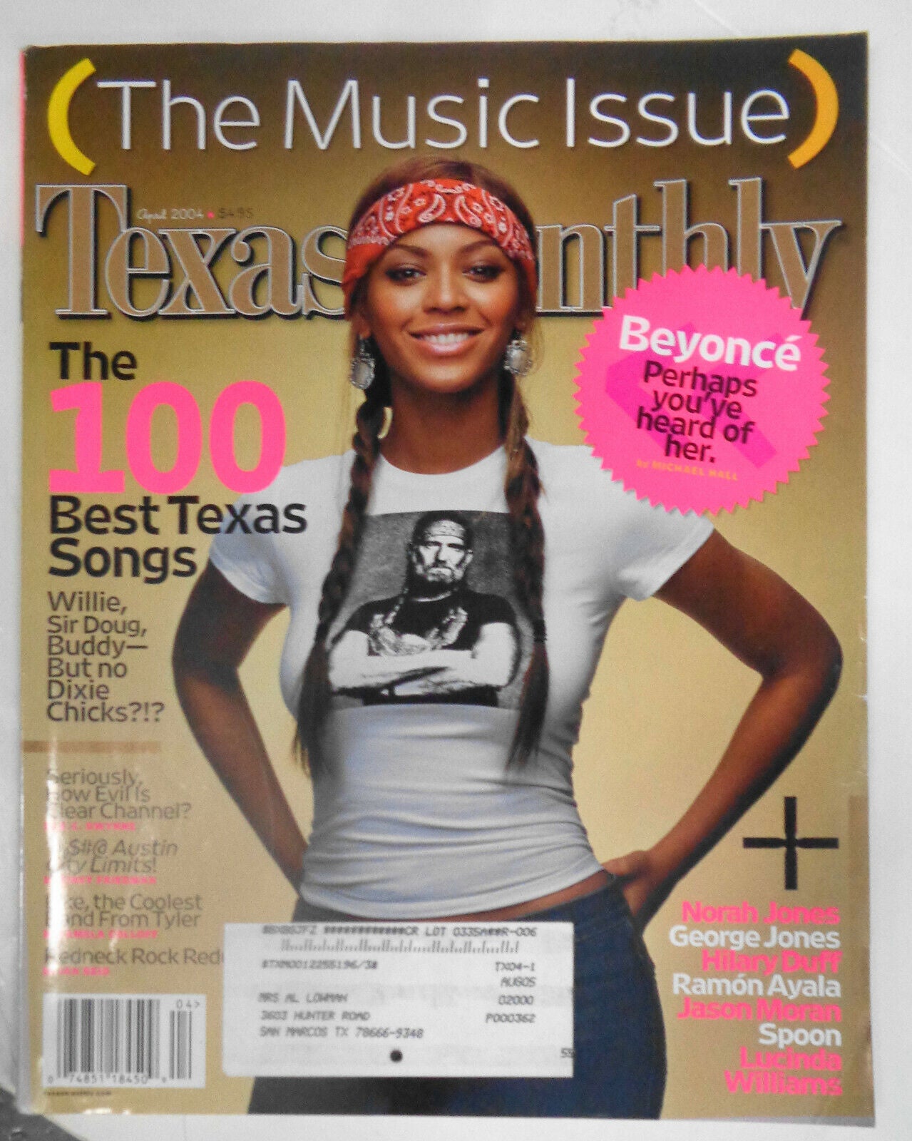 Texas Monthly, April 2004 [Beyonce on cover - 100 Best Texas Songs ...]