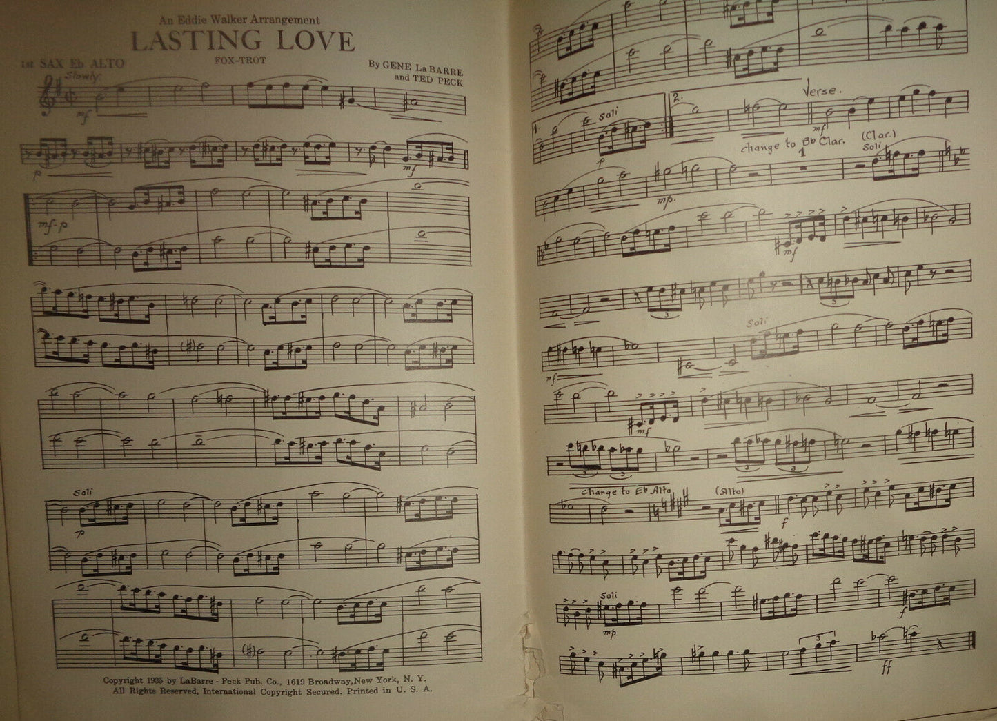 LASTING LOVE -  FOX TROT - SHEET MUSIC FOR ORCHESTRA - 1935