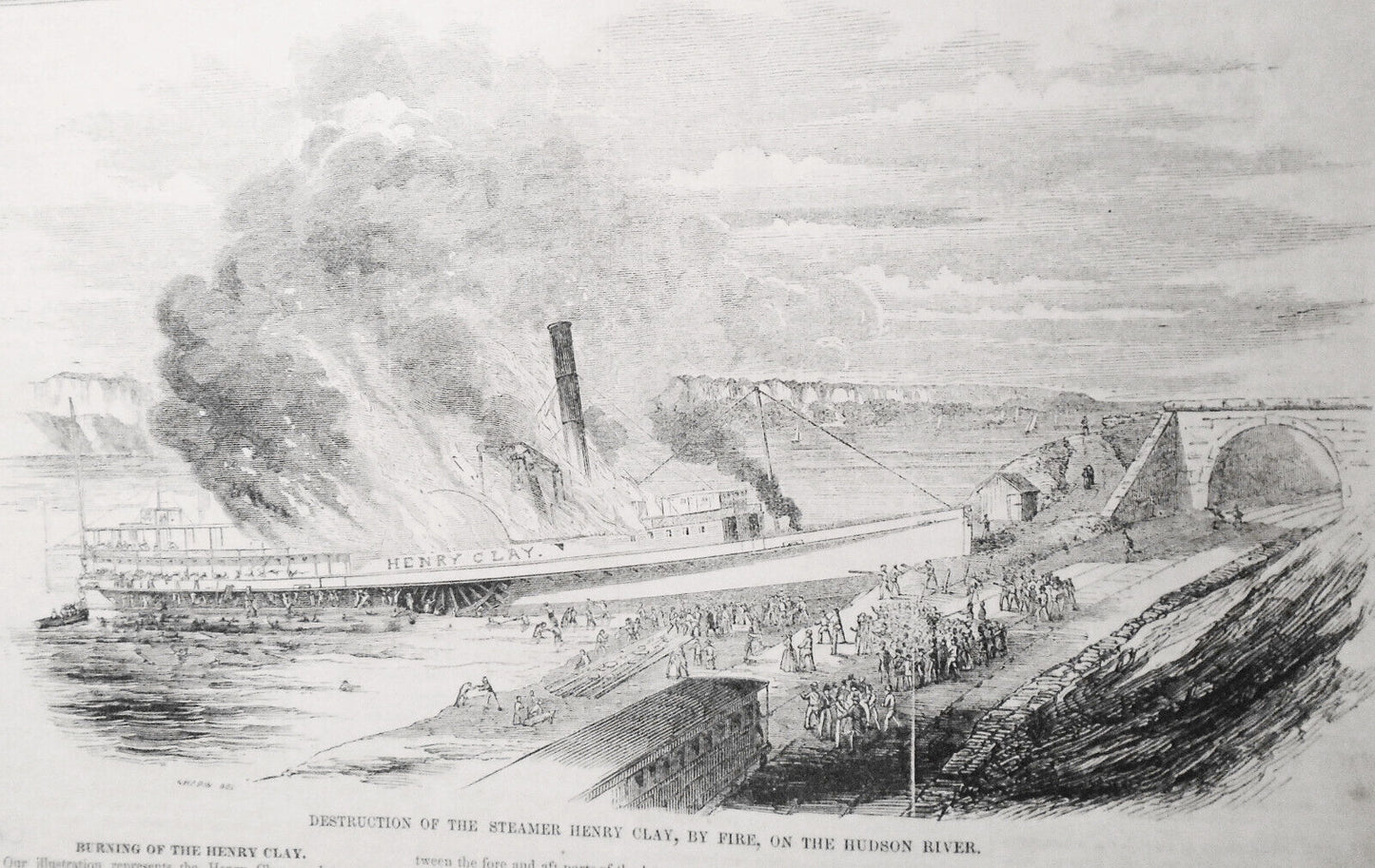 Burning Of The Steamer Henry Clay / Crossing the Sierra Nevada - Gleason's 1852