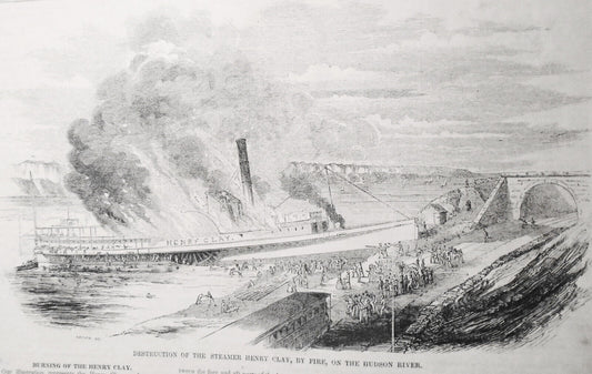 Burning Of The Steamer Henry Clay / Crossing the Sierra Nevada - Gleason's 1852